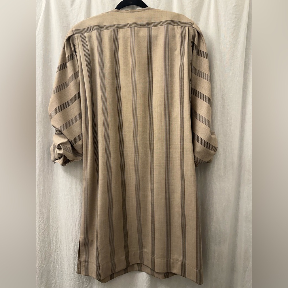 VINTAGE KRIZIA 90's Bergdorf Goodman Striped‎ Neutral Midi Tunic Dress RARE M? - Picture 4 of 13